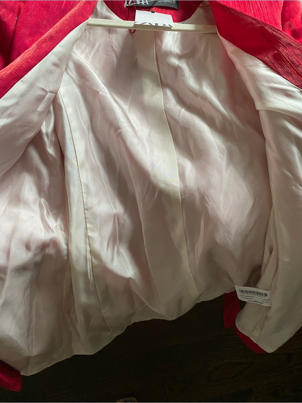 ZARA Hot Pink Red Crinkle Effect Shimmering Belted Blazer! 💖 - Picture 14 of 16